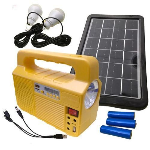 Kit déclairage Solaire avec torche et lampe latéral 2 lampes déclairage radio mp3 et panneau solaire Bluetooth ( solar charge )