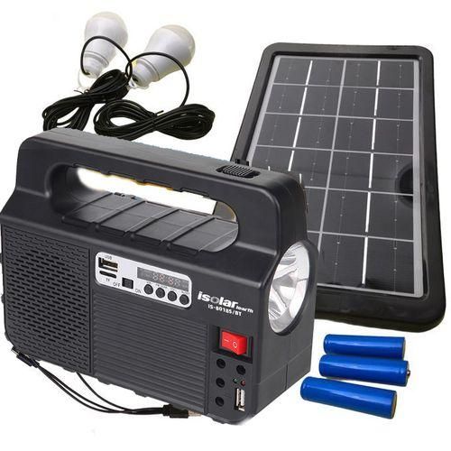 Kit déclairage Solaire avec torche lampe latéral 2 lampes mp3 radio panneau solaire Bluetooth