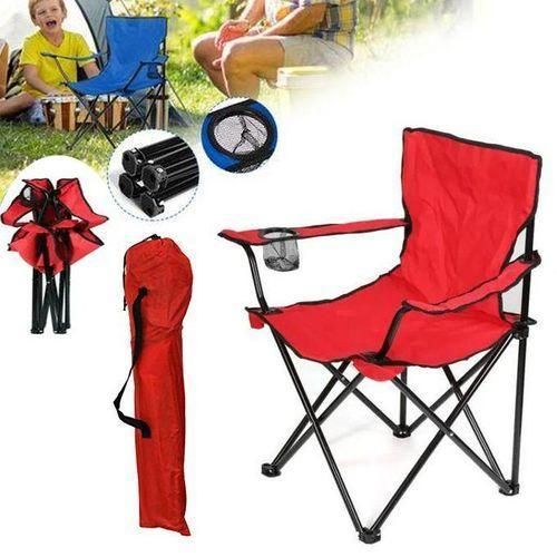Chaise de camping confortable + Sac à emporter, Chaise pliante pour plage, Rouge