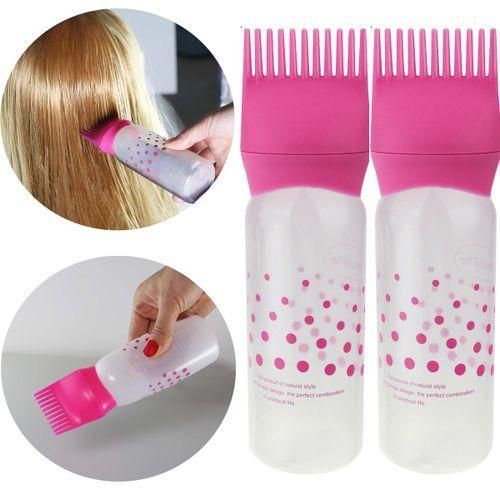 2 x Flacon de coloration pour cheveux avec peigne, soins de lhuile de cheveux