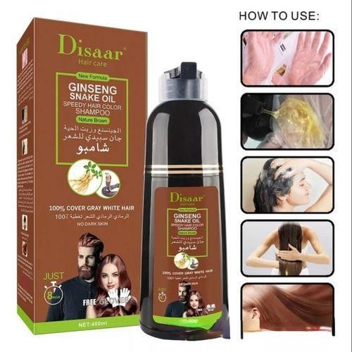 Shampoing Colorant Marron pour Cheveux à base de ginseng et d'huile de serpent