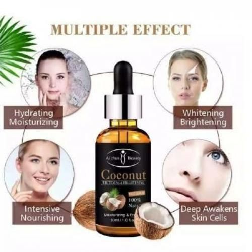 Face Serum Coconut oil 100% Whitening & Brightening naturel 30 mlt éclaircissant les cernes 30ml