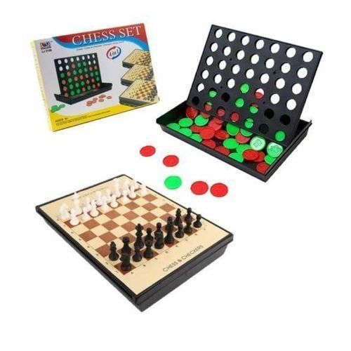 Backgammon & Chess Set 4 en 1 Coffret de Jeux de Société Dames