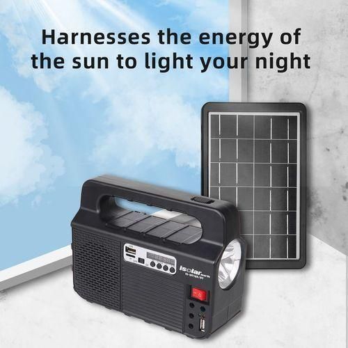 Kit système déclairage Solaire, panneau solaire avec Radio FM, lecteur MP3, deux lampes