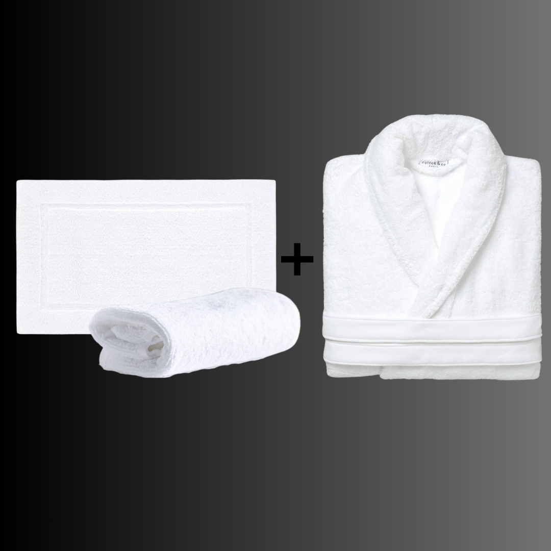 Pack Spa Maison : Peignoir, Tapis De Bain & Serviette 50x90