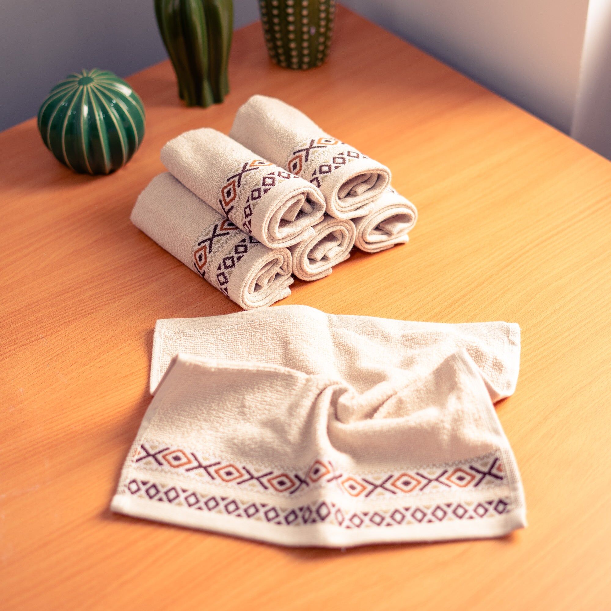 Berbère pack 6 serviette 30x30 100% coton - crème