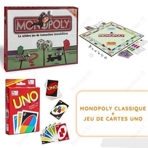 Monopoly classique + Jeu de cartes UNO - Pack Jeux