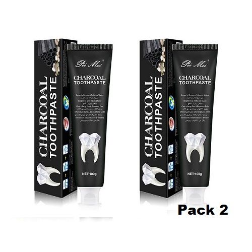 Charcoal Toothpaste Pack 2 Dentifrice au charbon de bambou soins bucco-dentaires , haleine fraîche, nettoyage des dents protéger les dents