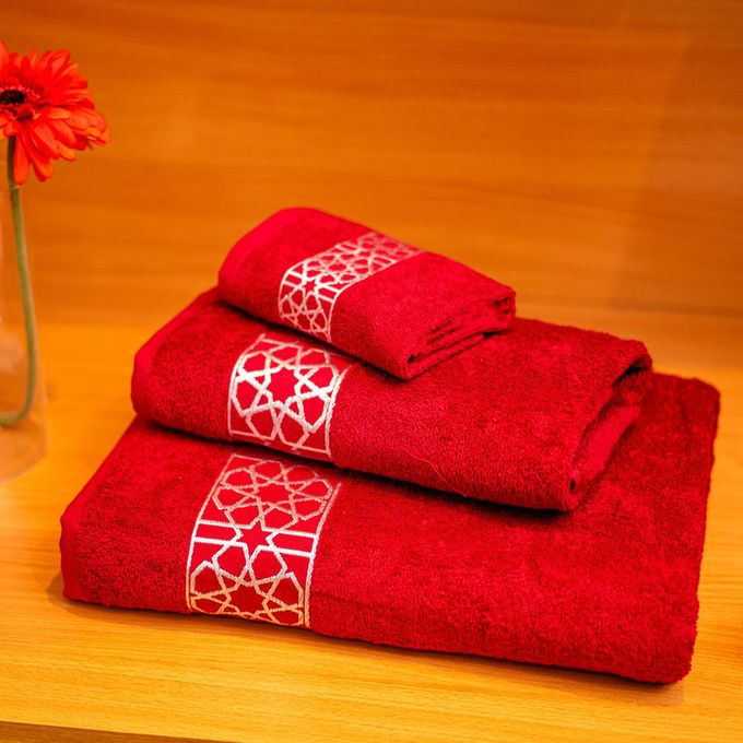Arabesque Silver Pack 3 Serviettes Rouge