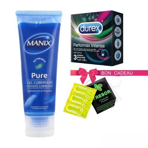 Gel Lubrifiant Intime 80Ml plus Durex Performax Intense 3 préservatifs + cadeau