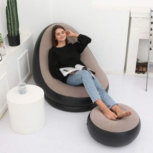 Chaise Longue Gonflable Portable avec Pouf - Canapé Pliable pour Salon, Jardin, Camping et Extérieur - Confort Ultime