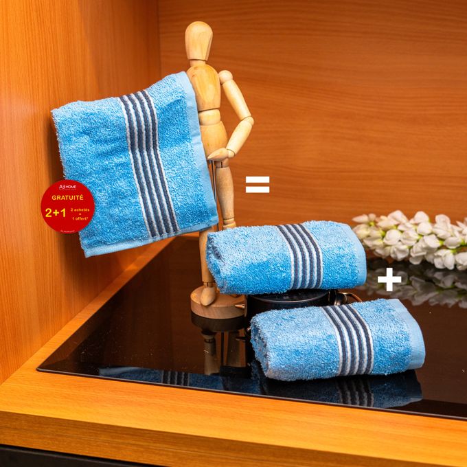 Pack 2 serviettes + 1 gratuite, Carmen serviette 30*30 100% coton