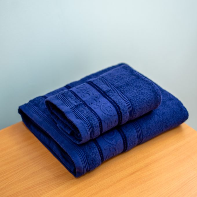 Majestic Pack 2 Piece Serviette de Bain 100% Coton 500GM - Bleu Nuit 90*150-50*90