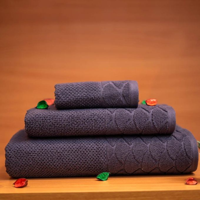 Cassilia G019 pack 3 serviettes 100% coton gris fonce