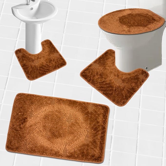 Simple Tapis De Bain 4 Pièce - Marron Foncé thumbnail 1