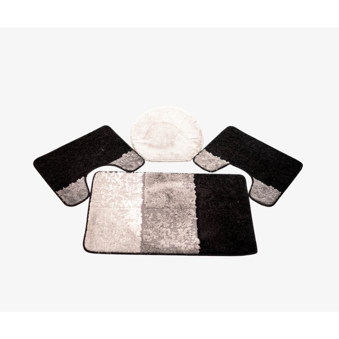 Silver tapis de bain 4 pièces gris noir