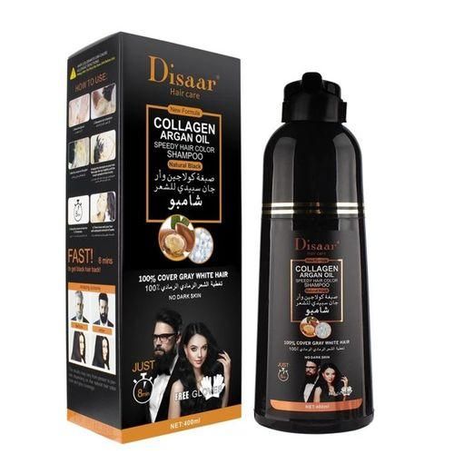 Disaar Shampoing colorant Noir riche en collagène et argan oil Hommes & Femmes 400 ml