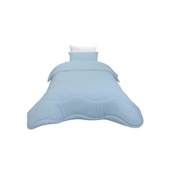 Couette Uni Microfibre Bleu Glacier (1Place) 160x220 cm +1 TO Offert // Chaude (C°++) & antiallérgique