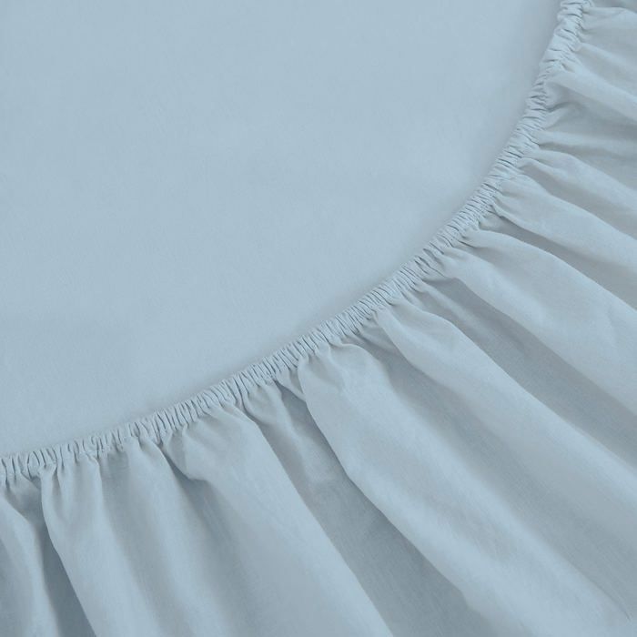 Drap Housse Uni Bleu Glacier 120x200 cm  -Doux & Antiallergique thumbnail 2