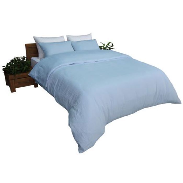 Housse de Couette Bleu Glacier + 2 Taies Or (2places) 240x260 cm // Doux & Antiallérgique thumbnail 1