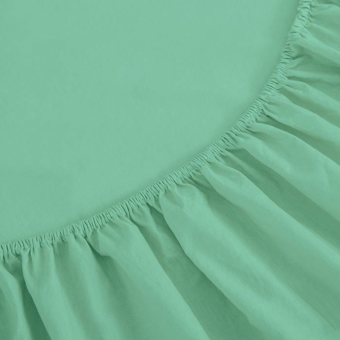 Drap Housse -VERT - 120x200 cm - Antiallergique - Tissu Naturel