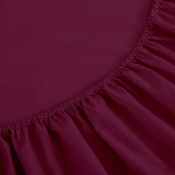 Drap Housse Uni Grenat 120x200 cm // Doux & Antiallergique  thumbnail 2