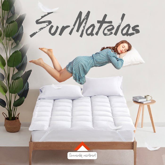 Surmatelas Microgel (2 places - 140x200cm ) : Améliorez Votre Confort de Sommeil -Doux & Antiallergique thumbnail 3