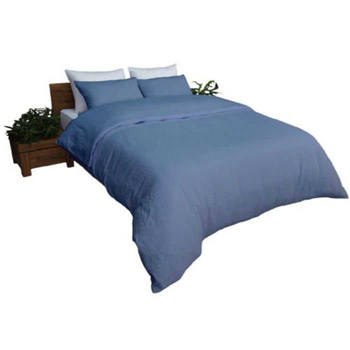 Housse de Couette Bleu Jean + 2 taies Or (2places)