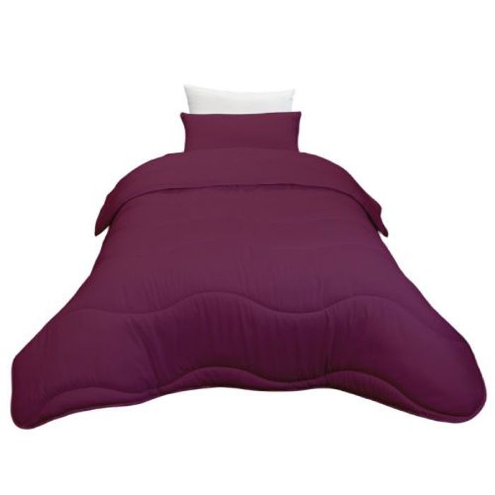 Couette Aubergine Microfibre Antiallergique (1Place) +2Taie d’oreiller Offert