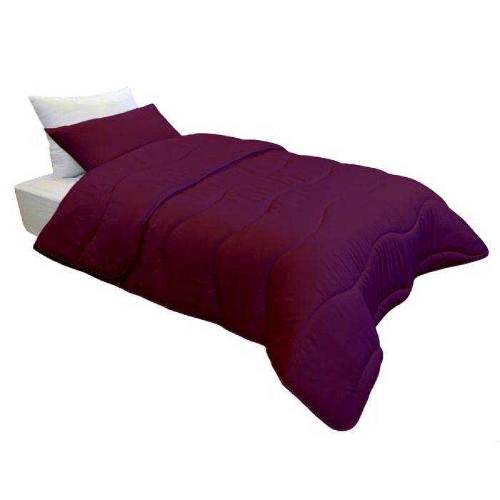 Couette Aubergine Microfibre Antiallergique (1Place) +2Taie d’oreiller Offert