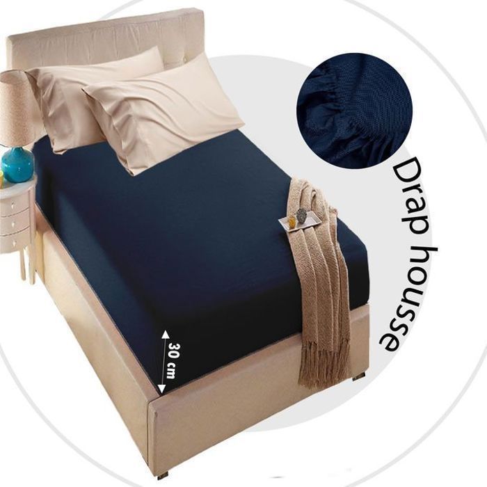 Drap Housse Uni Beige Sable  // Doux & Antiallergique