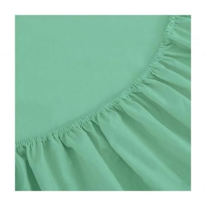 Drap Housse - Uni Vert - 180x200 cm - Doux - Anti-allergique thumbnail 2