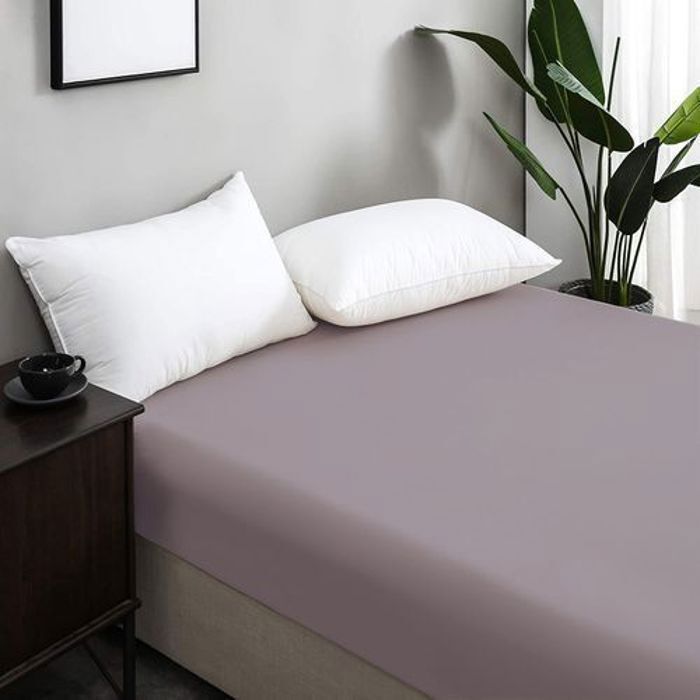 Drap Housse Uni Gris Moyen 2 Places // Doux & Antiallergique thumbnail 1