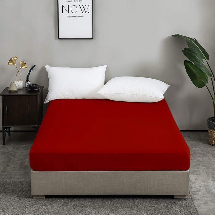 Drap Housse Uni Orange Brique  180x200 cm - Antiallergique & Doux