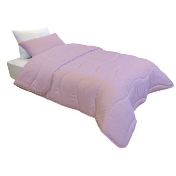 Couette uni Microfibre Rose (1Place) (lits 90-120cm) 160x220 cm + 1TO Offert // Chaude (C°++) & antiallérgique