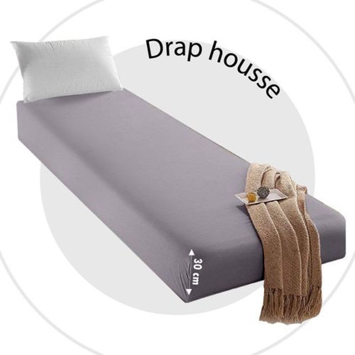 Drap Housse Uni Gris Clair (120x200 cm) // Doux & Antiallérgique thumbnail 1