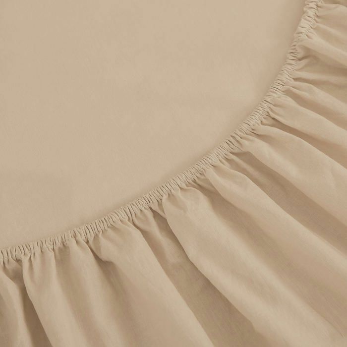 Drap Housse Uni Beige Sable (120x200 cm) // Doux & Antiallergique 