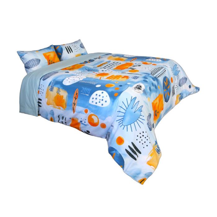 Housse de Couette Onde Aquatique - 1 Taies d’Oreiller Offerte // Doux & Antiallergique