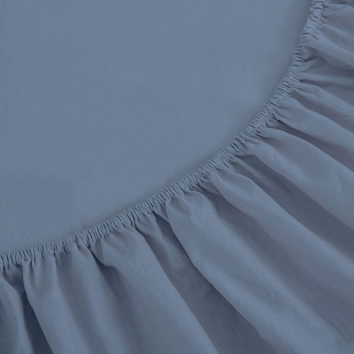 Drap Housse Uni Bleu Jean (140 x 200 cm) // Doux & Antiallergique