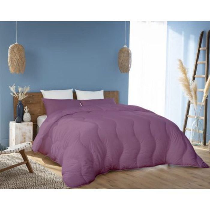 Couette Violet Microfibre Antiallergique (2 Places) 240x260 cm  + 2 Taies d’Oreiller offerts thumbnail 1