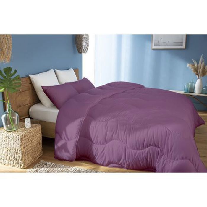 Couette Violet Microfibre Antiallergique (2 Places) 240x260 cm  + 2 Taies d’Oreiller offerts thumbnail 2
