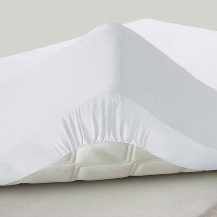 Drap Housse Uni Blanc 2 places  // Doux & Antiallergique