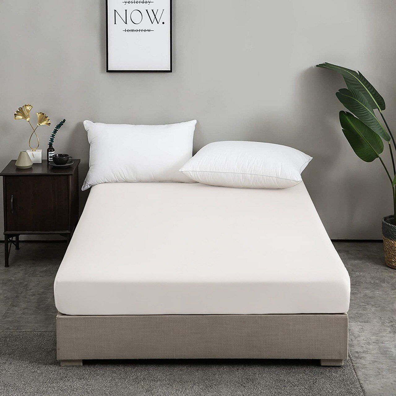 Drap Housse uni blanc 120x200 cm //  Doux &  Anti-allergique thumbnail 3