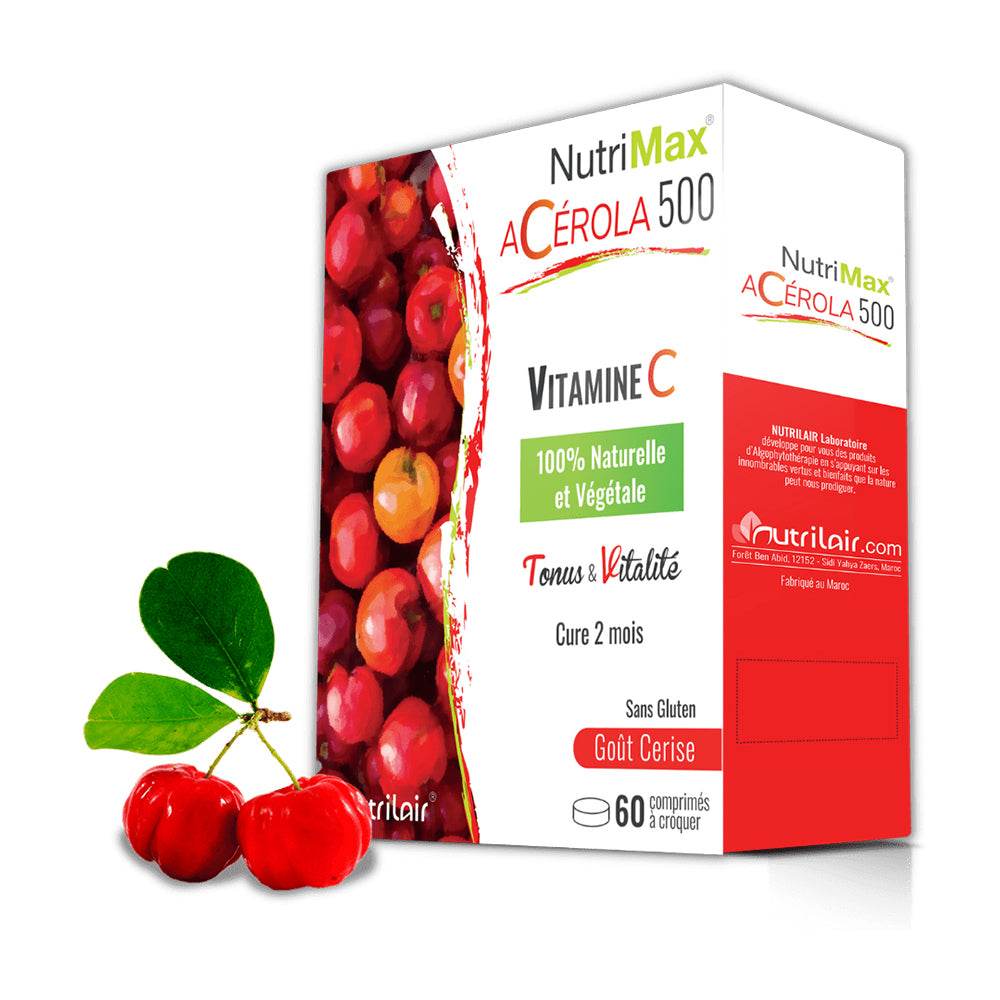 Acérola Vitamine C 500mg 60 Comprimés à Croquer