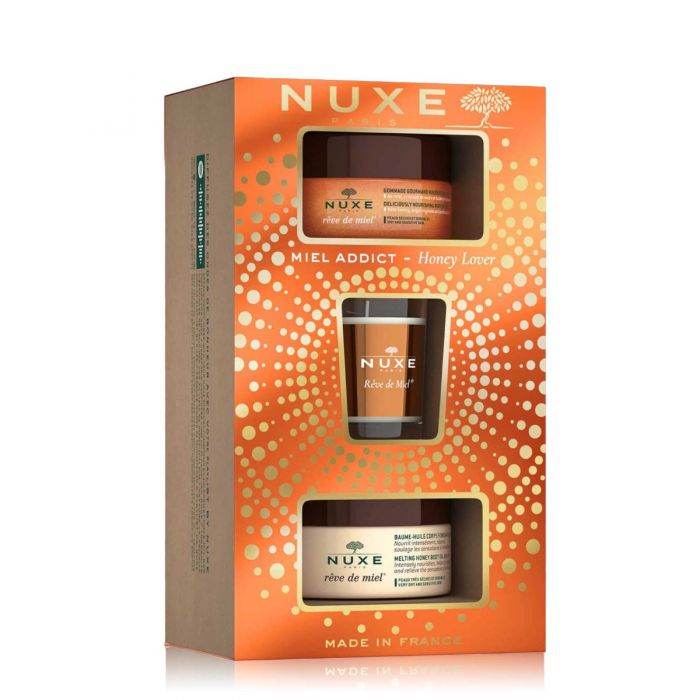 Coffret Gommage Gourmand Nourrissant Corps + Baume-Huile Corps + Bougie - Set Rituel Beauté Complet