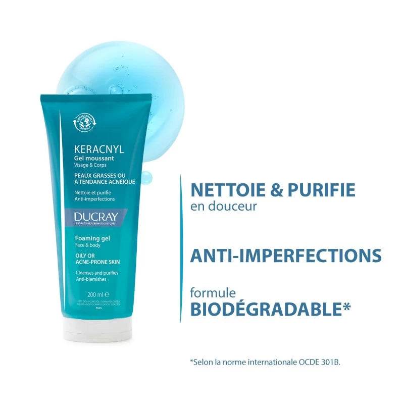 Keracnyl Gel Moussant - Nettoyant Purifiant Peaux Acnéiques