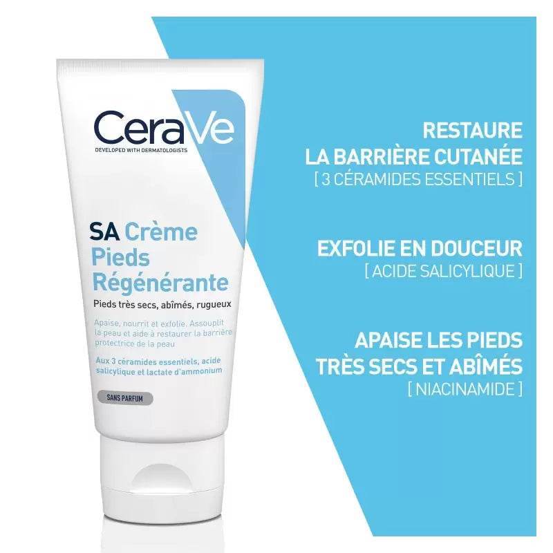 CeraVe SA Crème Pieds Régénérante 88ml - Exfoliation Douce & Réparation Intensive