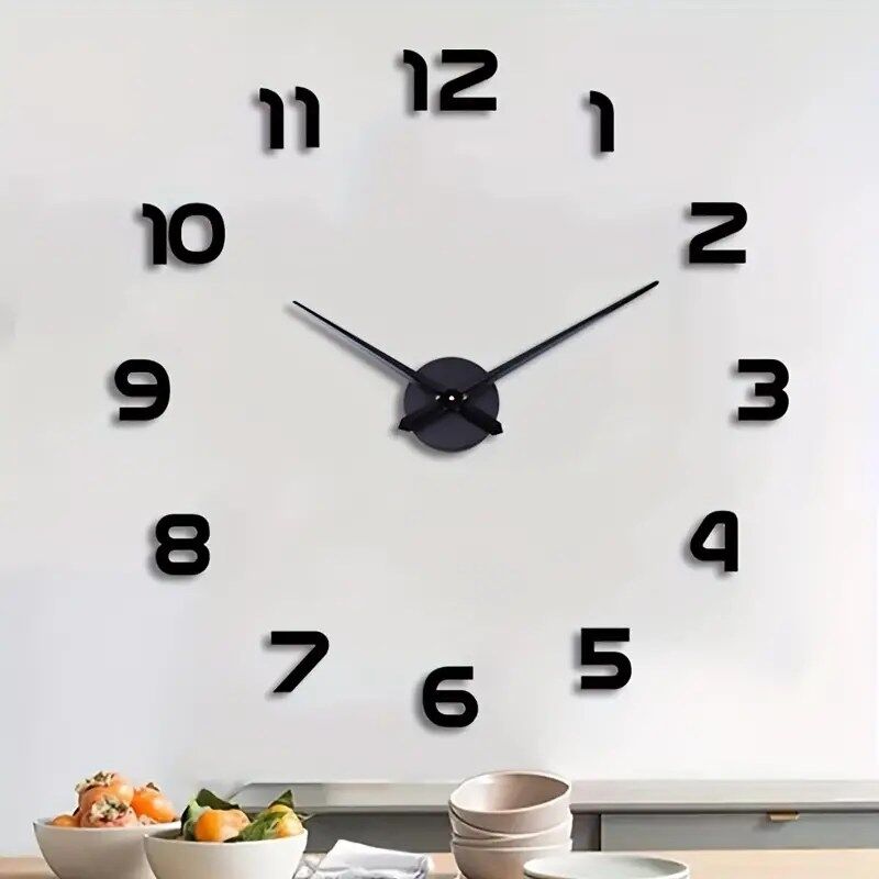 Grande Horloge Murale Autocollante 3D – Design élégant (couleur aléatoire) thumbnail 2