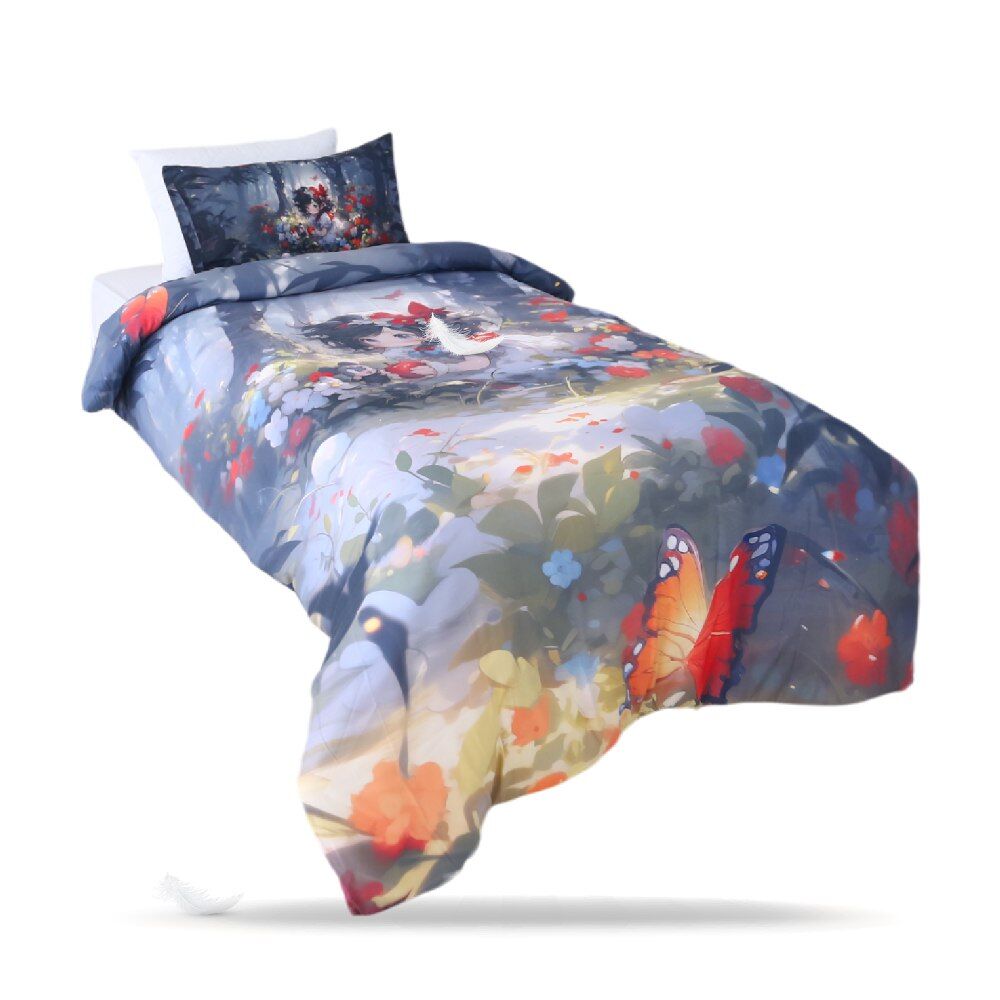 Housse de Couette Princesse de la Forêt - 1 Place (160x220 cm) + 1 Taies d’Oreiller  // Collection Ma Petite Princesse