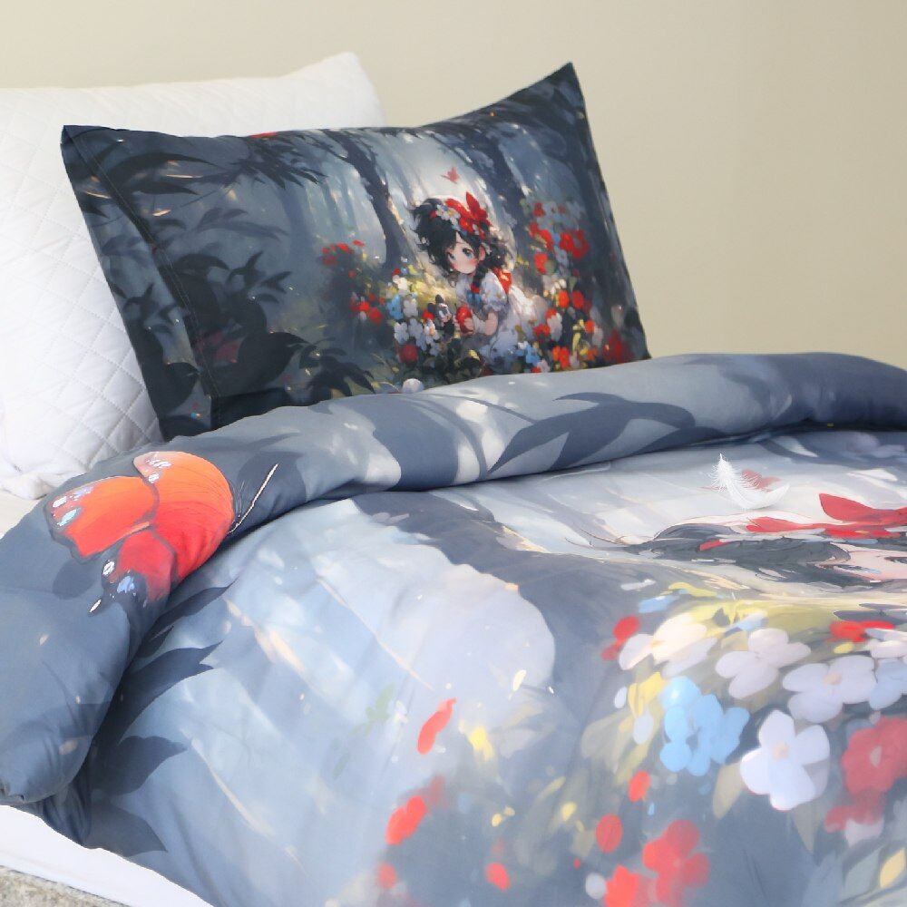 Housse de Couette Princesse de la Forêt - 1 Place (160x220 cm) + 1 Taies d’Oreiller  // Collection Ma Petite Princesse thumbnail 4